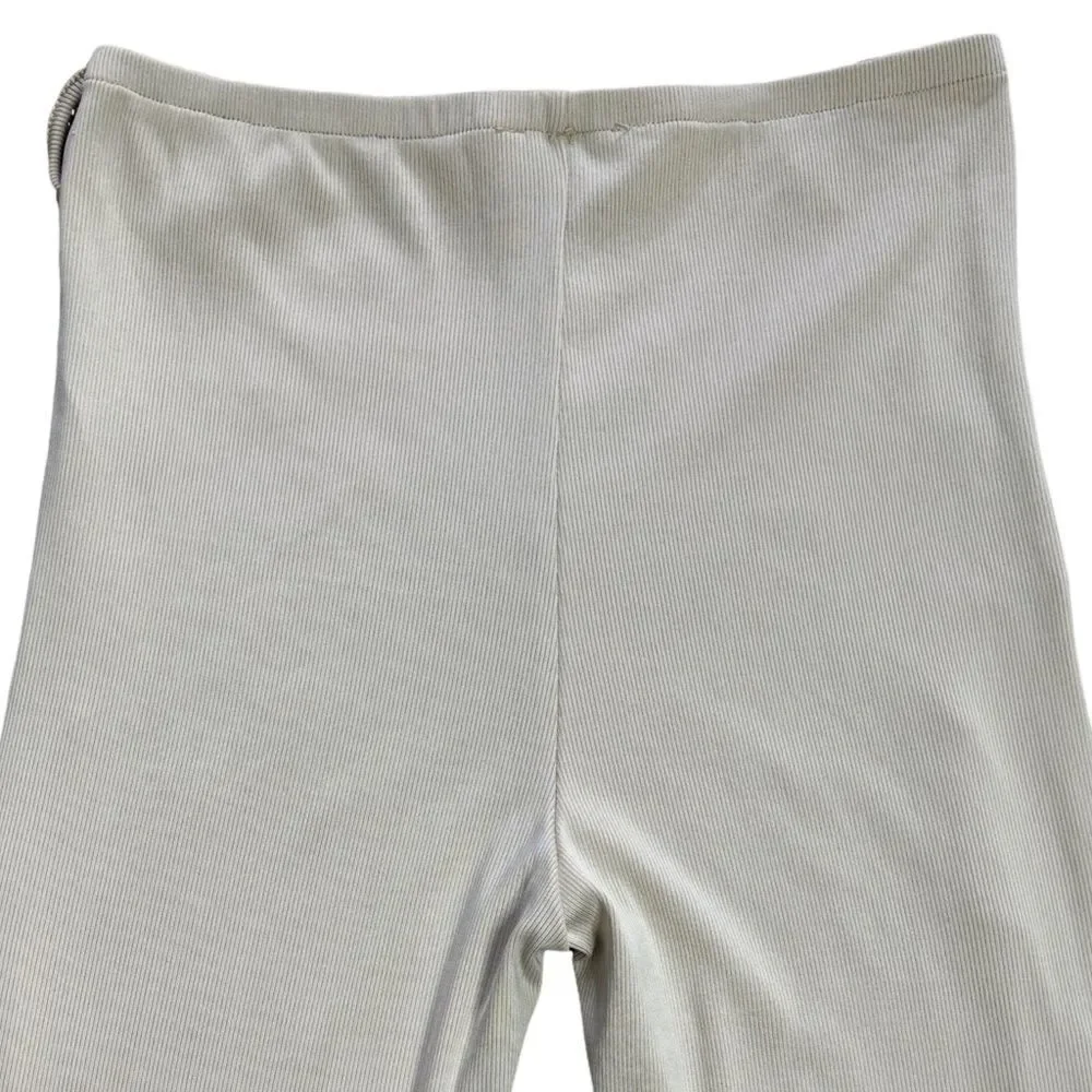 Berska Tan Ribbed O-Ring High Rise Flared Pants